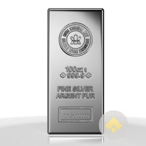 100 oz Royal Canadian Mint Silver Bar Pressed Finish