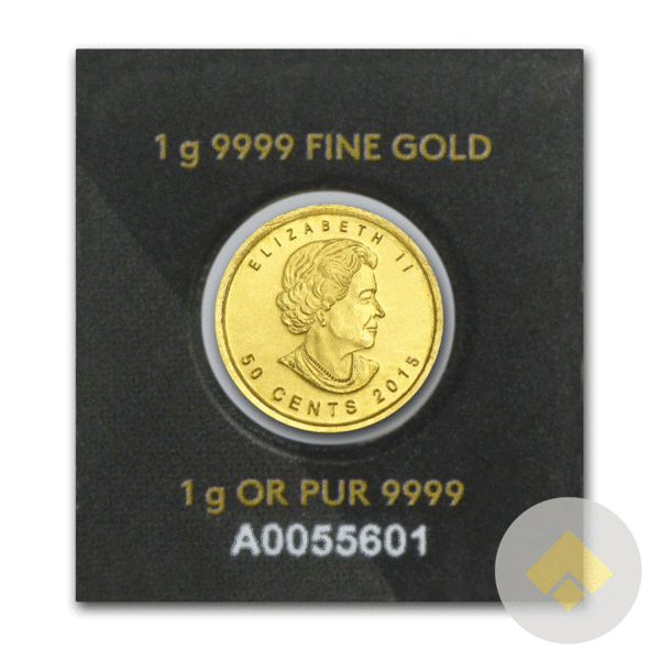 1 gram Canadian Gold MapleGram Obverse