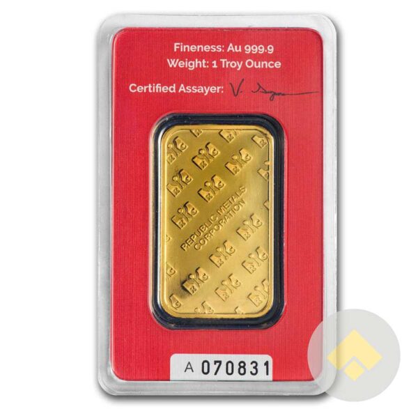 Republic Metals Corp. 1 oz Gold Bar Reverse