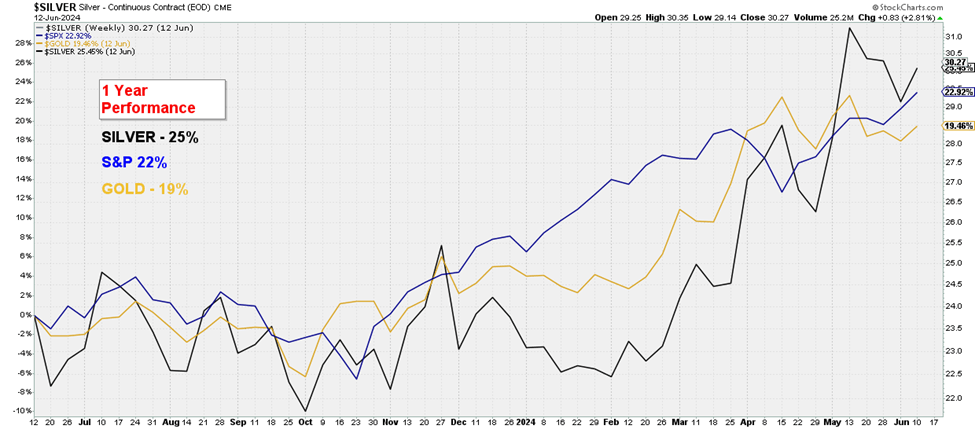 Gold, Silver, or S&P 1 Year